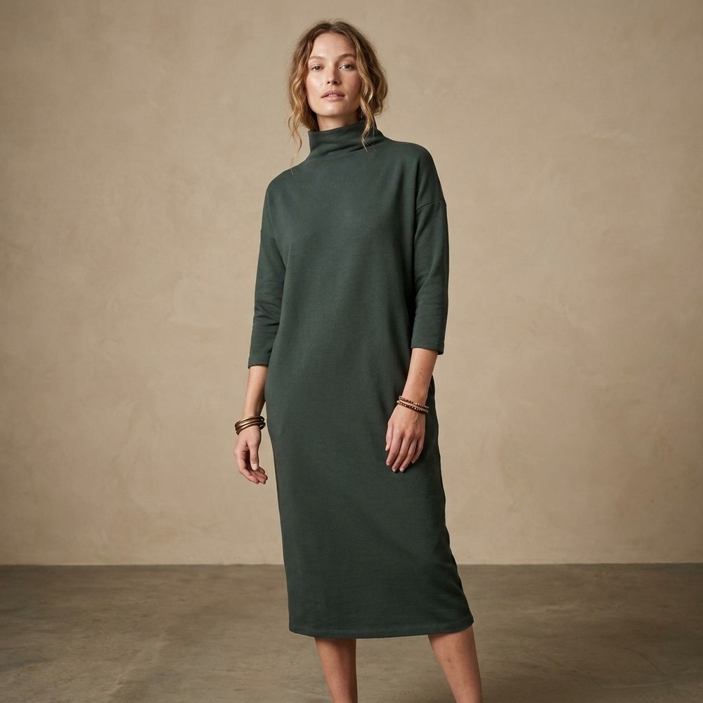 FILOSOFIA Women Sweatshirt Dress XS Dark Grey Supima Cotton Minimalist Lounge